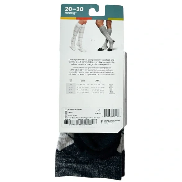 Therafirm Corespun Argyle 20-30 mmhg Compression Support SocksMEDIUM NWT